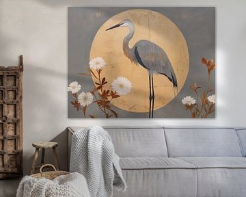 Kraanvogel in Moonlight, Purper reiger van Caroline Guerain