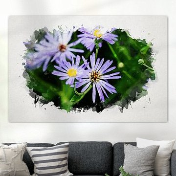 Watercolour Purple Autumn aster