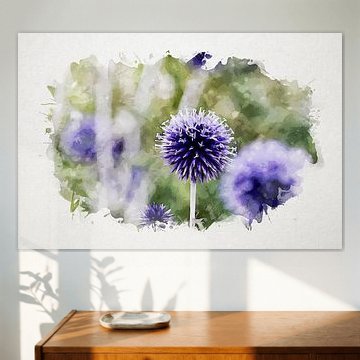 Watercolour Blue Bird Thistle