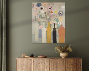 Stillleben aus Vasen und Blumen in Pastellfarben von Studio Allee