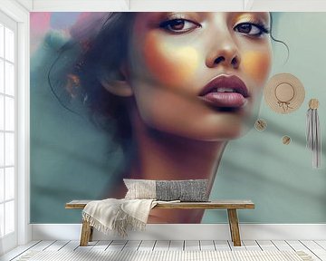 Modernes Porträt in Pastellfarben von Carla Van Iersel