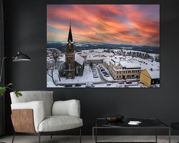 Vue sur la ville d'Oberwiesenthal dans les monts Métallifères sur Animaflora PicsStock