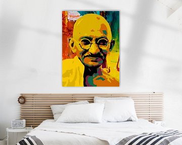 Mahatma Gandhi abstracte kunst van Andika Bahtiar
