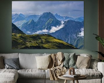 Panorama de montagne du Laufbacher-Eckweg vers Höfats, 2259m, Alpes d'Allgäu, Allgäu, Bavière, Allemagne sur Walter G. Allgöwer