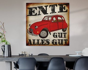 Ente Classic: Ente Gut, Alles Gut - Retro Quadratischer Leinwanddruck | Adler & Co.