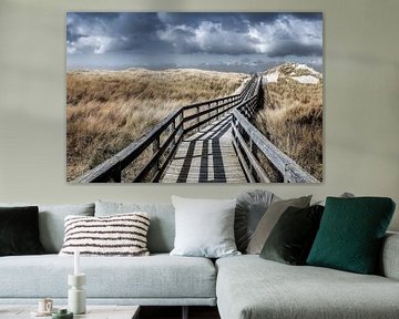 Wooden plank path through the dunes of Sylt to the beach by Voss Fine Art Fotografie