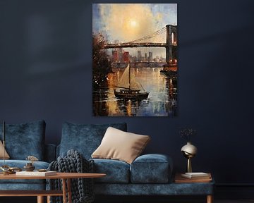 Nocturnal elegance: the Brooklyn Bridge by moonlight by Peter Balan