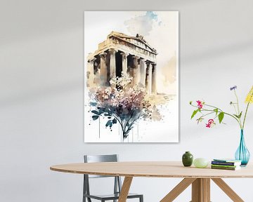 Watercolor Parthenon Acropolis by haroulita