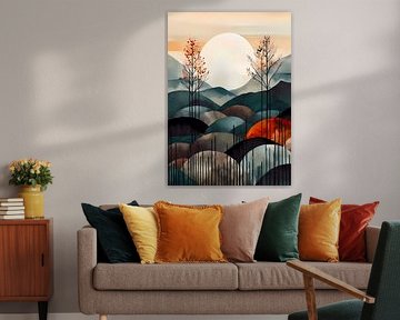 Watercolor  abstract mountains by haroulita