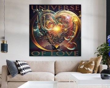 Universe of Love : Impression magique sur toile pleine de cœur et de cosmos | Adler &amp ; Co.