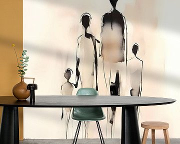 Vierköpfige Familie abstrakte Zeichnung