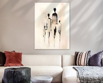 Family of four abstract drawing by Moody Mindscape