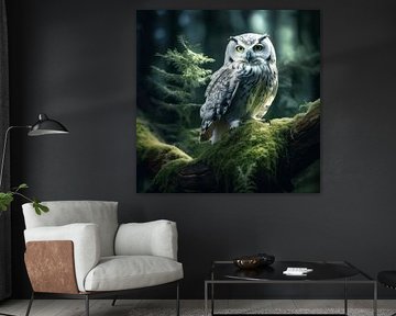 Eule auf Grün von Ellen Reografie