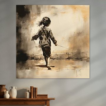 Japanese girl banksy wabi sabi japandi style neutral colours