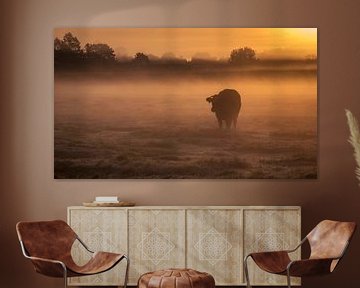 Silhouette of a Cow during sunrise by Connie de Graaf