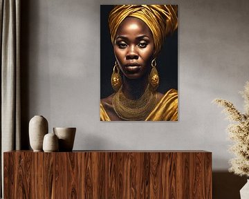 Afrikaanse vrouw met goud 2 van Bernhard Karssies
