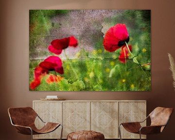 Red poppies in the wind by Rietje Bulthuis