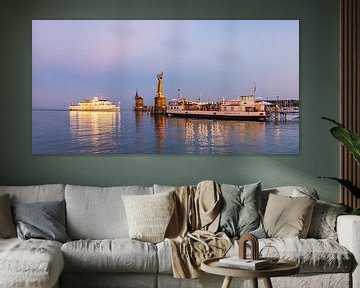 Excursion boat, Imperia and historic ferry in Constance by Werner Dieterich