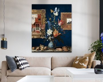 Made in Delft - Art Combined (blue background) van Marja van den Hurk