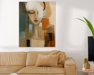 Modern abstract portrait of a woman in earth tones