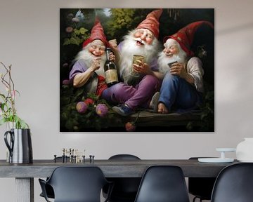 Three drunken garden gnomes by Jacky