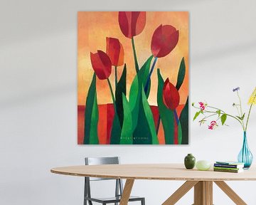 Tulpen Rood 15 van Kees van de Wetering