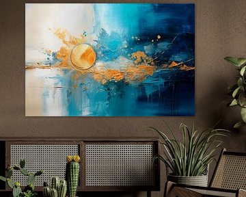 Abstraktes Gemälde - Blau-Gold: Kraftvoll und geheimnisvoll von Joriali Abstrakte Kunst