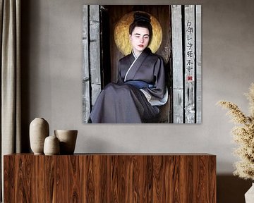 Geisha in melancholic mood [with gold circle] by Affect Fotografie