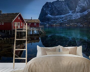 Typische houten vissershuisjes op de Lofoten in Noorwegen van gaps photography