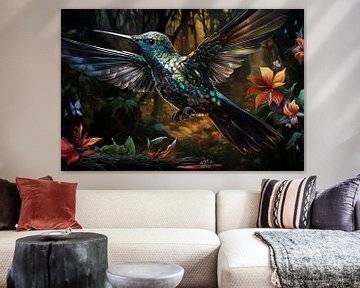 Levendige Vlucht: Kolibrie's Kleurenpracht van Minouche Hijkoop