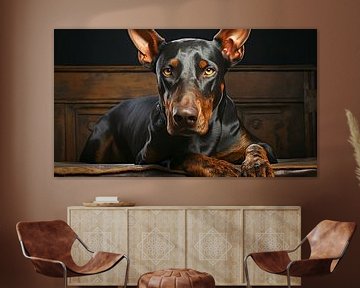 Portrait of a black Doberman by Animaflora PicsStock