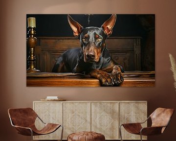 Portrait of a black Dobermann dog by Animaflora PicsStock