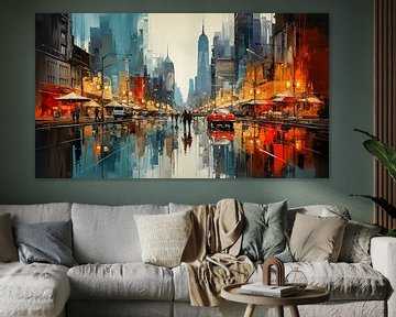 abstract painting city by night by Animaflora PicsStock