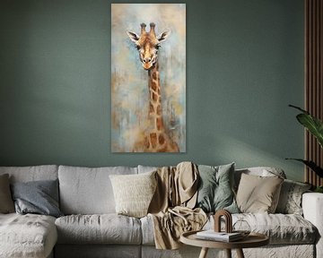 Giraffe op een rustieke achtergrond van Whale & Sons
