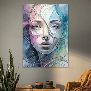 Abstraktes Frauenporträt in Pastelltönen