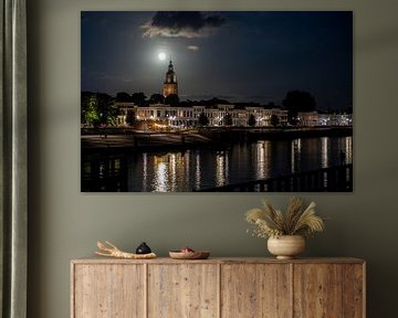 Skyline von Zutphen bei Vollmond von Pascale Drent