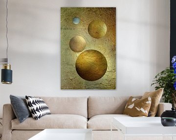 Round shapes in gold and copper metal. 2 by Alie Ekkelenkamp