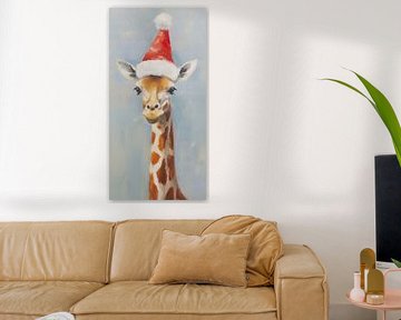 Girafe portant un chapeau de Père Noël sur Whale & Sons