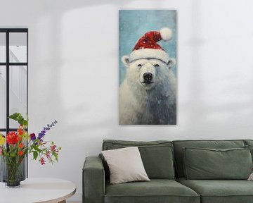 Polar bear wearing a Santa hat by Whale & Sons