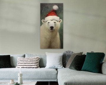 Polar bear wearing a Santa hat by Whale & Sons