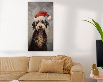 Labradoodle wearing a Santa hat by Whale & Sons