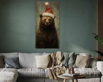 A brown bear wearing a Santa hat by Whale & Sons