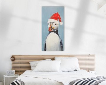 Puffin wearing a Santa hat by Whale & Sons