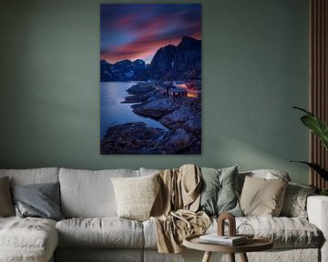 Prachtige zonsondergang op de Lofoten in Noorwegen van gaps photography
