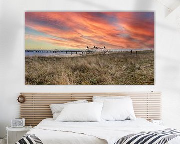 Pier in Ahlbeck aan de Oostzee op Usedom bij zonsondergang van Animaflora PicsStock