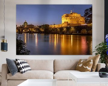 Rome - Uitzicht over de Tiber naar Castel Sant'Angelo en de Sint-Pietersbasiliek van t.ART