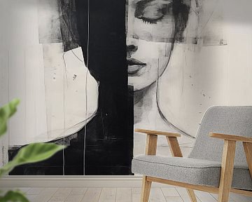 Modern en abstract portret in zwart-wit van Carla Van Iersel