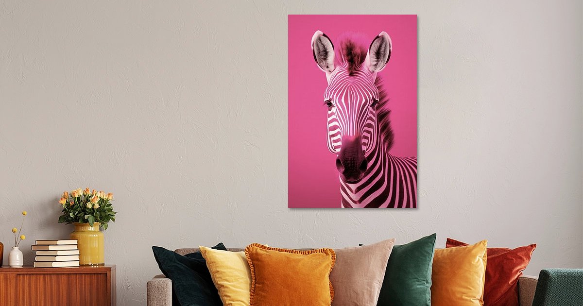 Wandtattoo Zebra Familie – 63x60 Cm, Pink, Aus Seidenmatter Vinylfolie, Selbstklebend