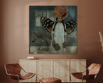 Vintage Butterfly Beauty with Zebra van Yvonne Zeldenthuis