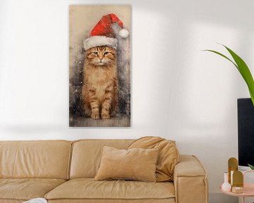 Sweet kitten wearing a Santa hat by Whale & Sons